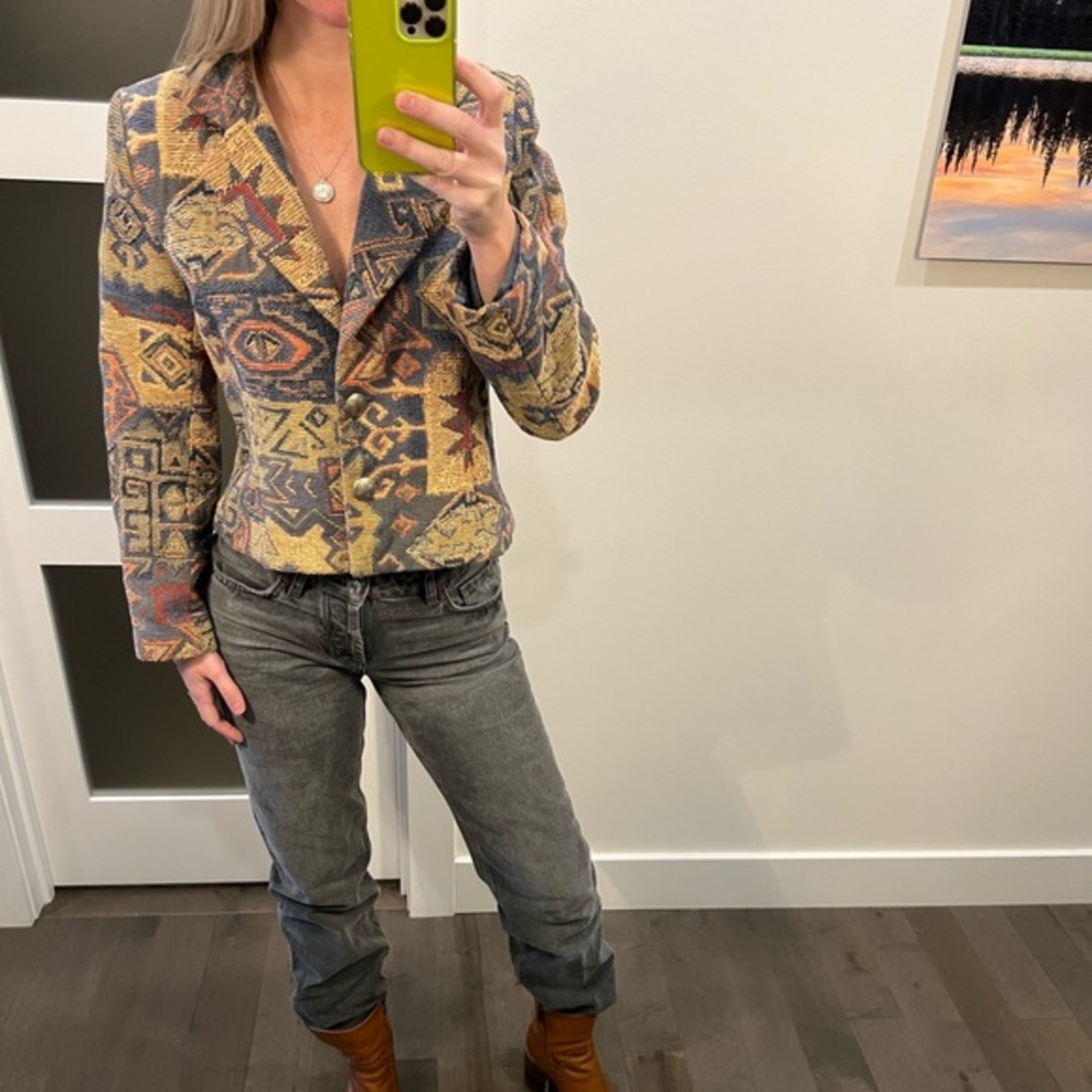 🍁🍂Vintage🍁🍂Deborah Murray SW/Desert print Woven Blazer size S